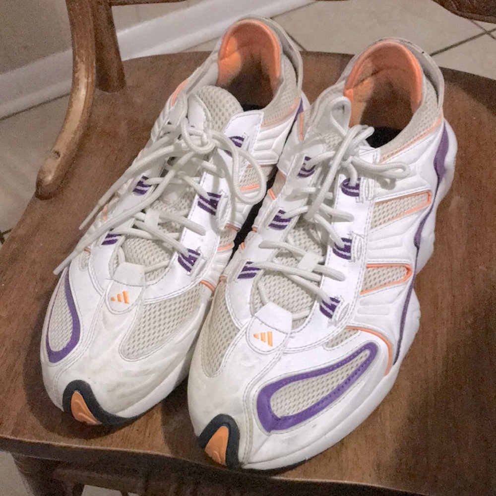 Adidas purple and orange shoes 11.5